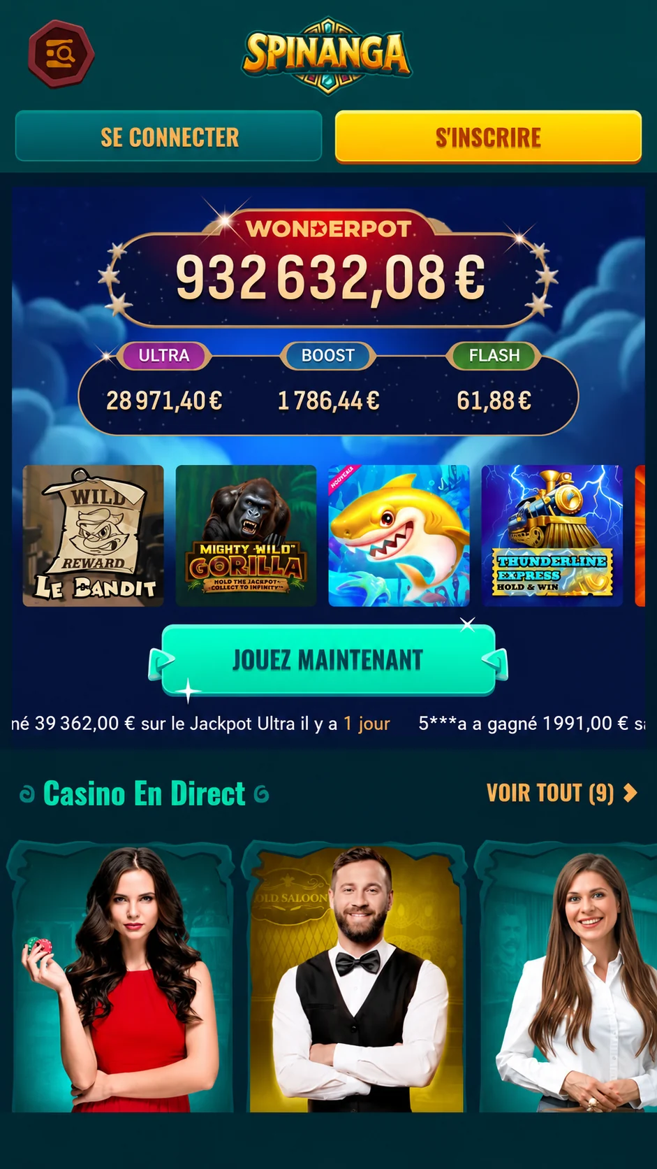 Spinanga live casino